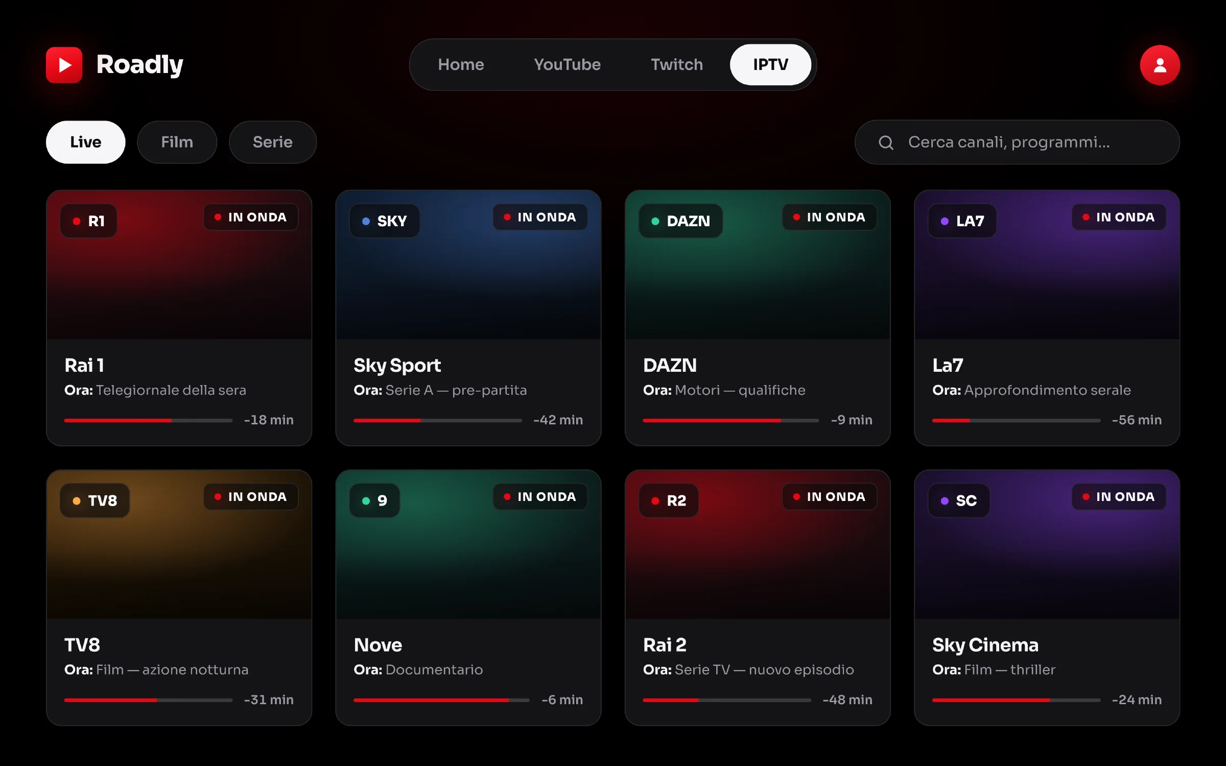 Anteprima IPTV su Roadly