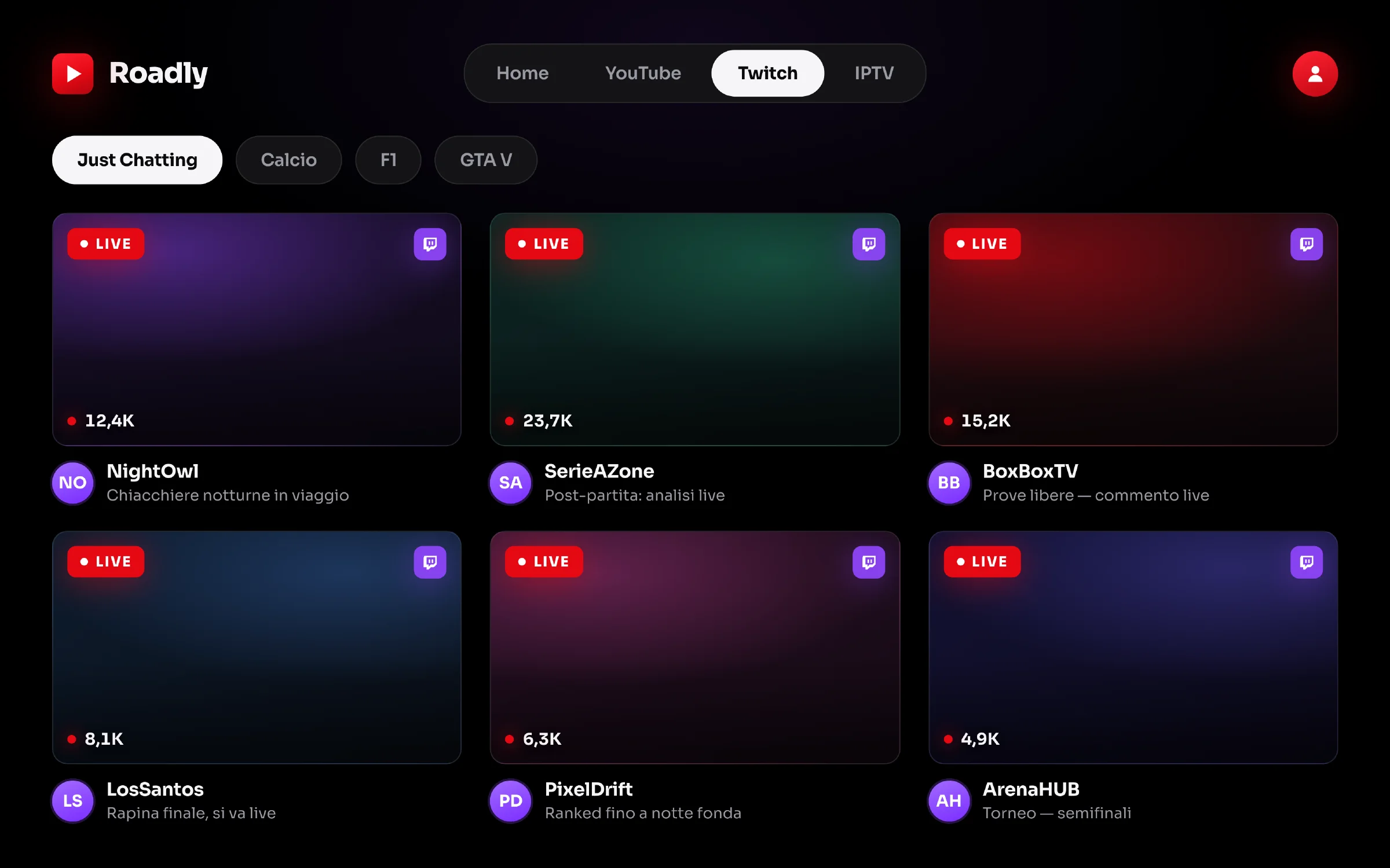 Anteprima Twitch su Roadly